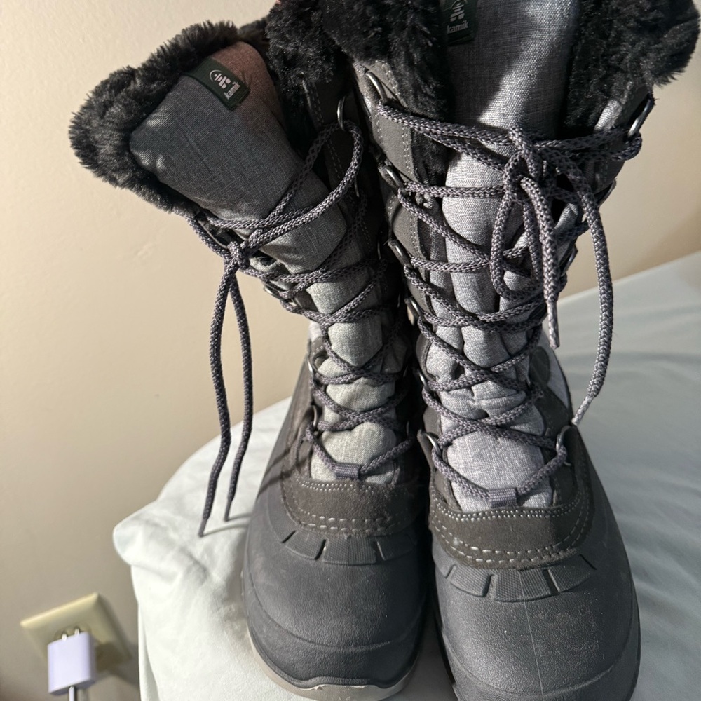 Kamik Black Winter Boots with Fur Trim
